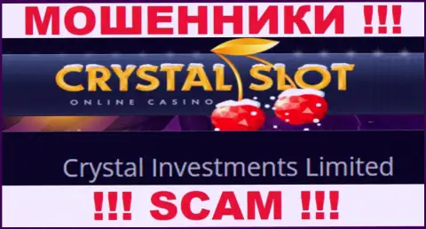 Компания, которая управляет мошенниками Crystal Slot - это Crystal Investments Limited