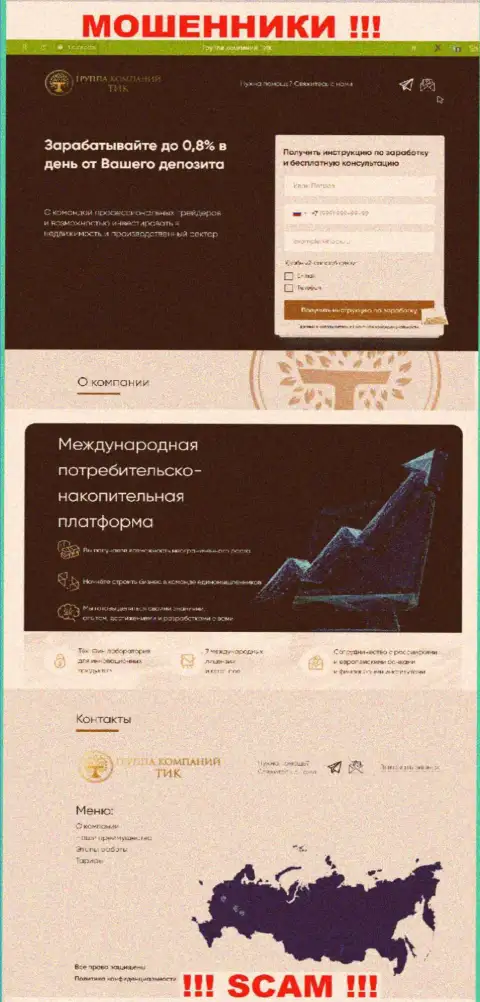 Скриншот официального интернет-портала ТИК Капитал - TIC Capital
