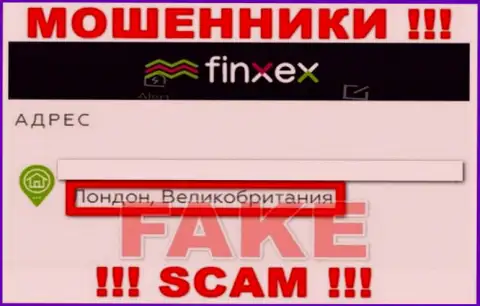 Finxex Com решили не распространяться об своем достоверном адресе