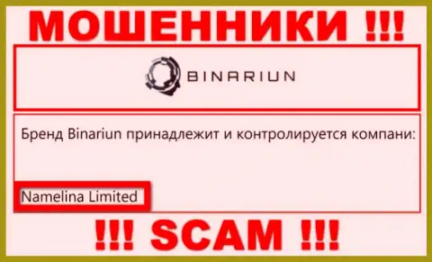 Вы не сумеете сберечь свои финансовые активы работая с компанией Binariun Net, даже в том случае если у них имеется юридическое лицо Namelina Limited