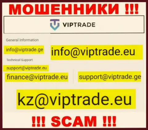 Указанный е-майл интернет мошенники Vip Trade размещают у себя на официальном онлайн-сервисе