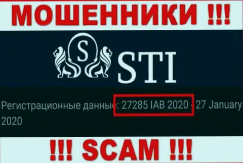 Номер регистрации StokOptions, который мошенники показали на своей web-странице: 27285 IAB 2020
