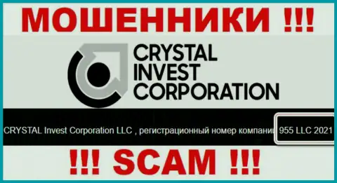 Номер регистрации компании CRYSTAL Invest Corporation LLC, возможно, что ненастоящий - 955 LLC 2021