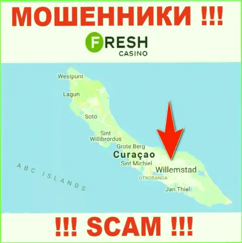 Curaçao - именно здесь, в офшоре, базируются internet мошенники Фреш Казино