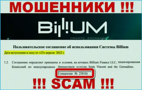 Вы не сумеете вывести вложенные денежные средства с Billium Finance LLC, показанная на веб-сервисе лицензия в этом не сможет помочь