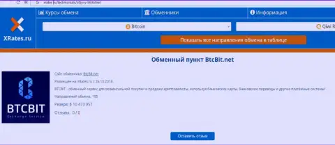 Информационный материал об обменном онлайн-пункте BTCBIT Sp. z.o.o на интернет-ресурсе иксрейтес ру
