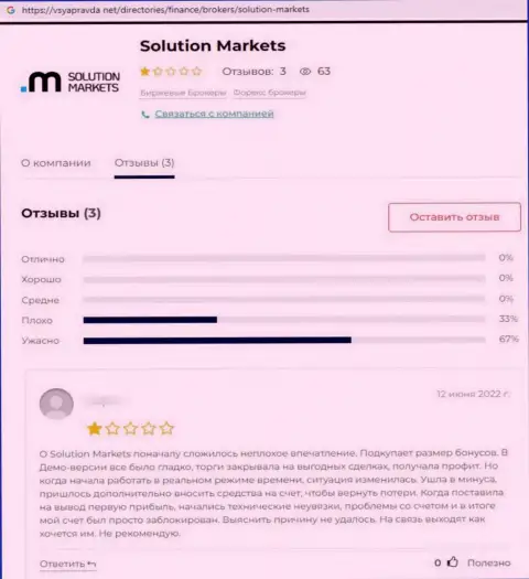 СолюшнМаркетс - это противозаконно действующая компания, обдирает своих клиентов до ниточки (отзыв)