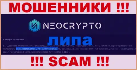 Достоверную информацию о юрисдикции Neo Crypto на их официальном портале Вы не сумеете отыскать