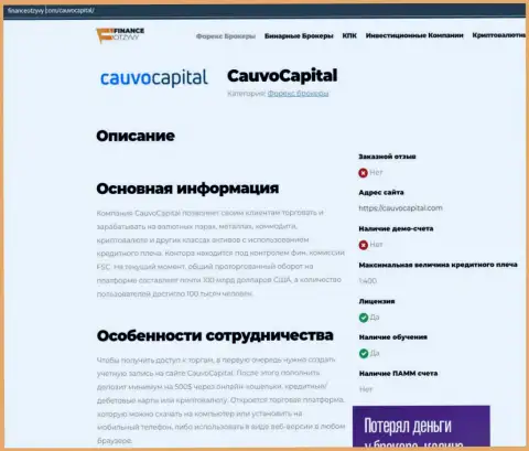 Информационная статья о дилинговой компании CauvoCapital на сайте financeotzyvy com
