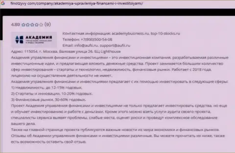 Интернет-портал FinOtzyvy Com разместил инфу о консультационной компании AcademyBusiness Ru
